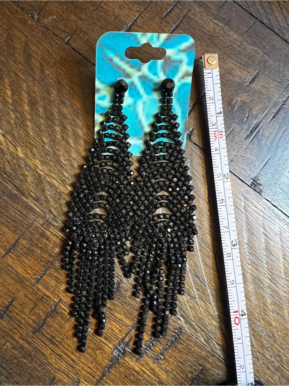 Black Crystal Fringe Statement Earrings